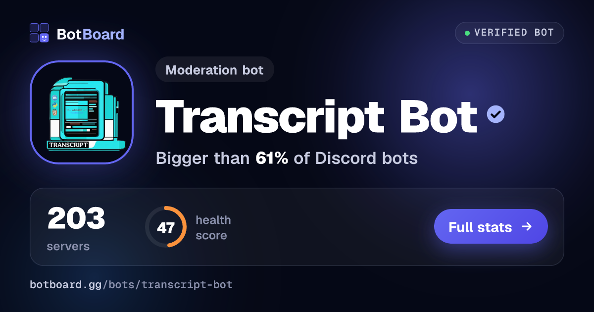 Share card for Transcript Bot
