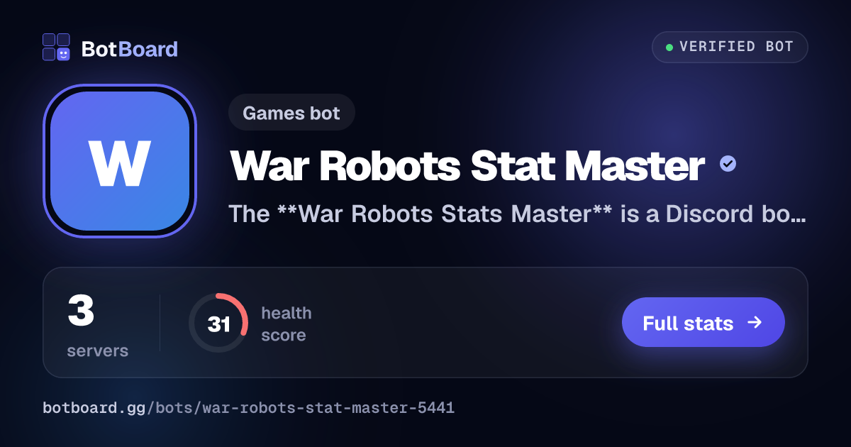 Share card for War Robots Stat Master